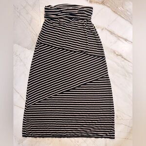 MAX STUDIO Striped Cotton Lightweight Maxi Skirt - Black and Nude Size Large